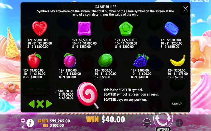 sweet bonanza game symbols