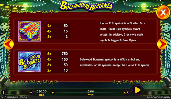 Bollywood Bonanza game symbols
