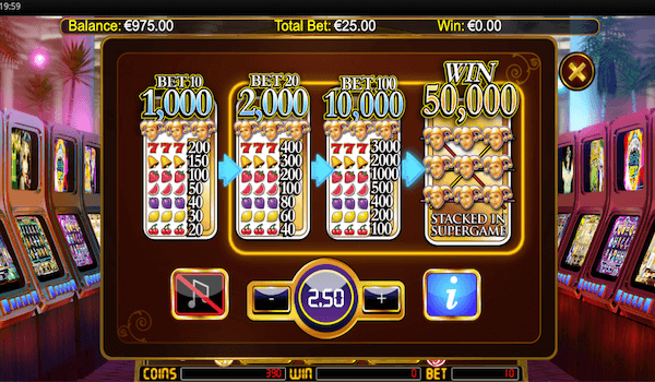 Jackpot Jester 50k paytable