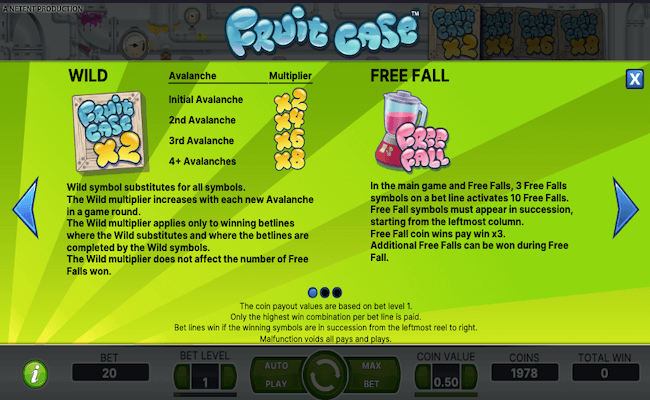 fruit case slot game features