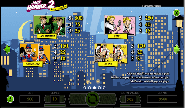 jack hammer 2 paytable