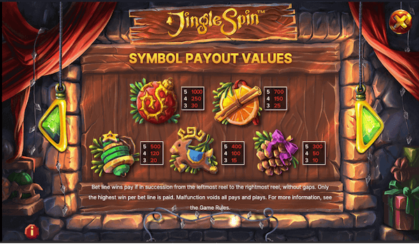 jingle spin paytable