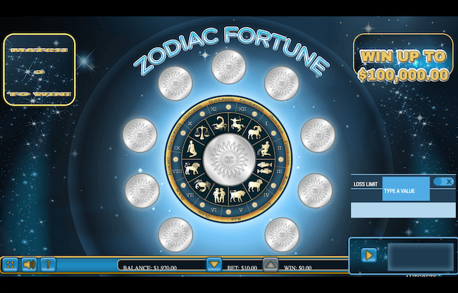 zodiac fortune game interface
