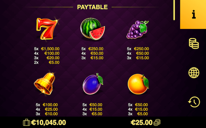 regal crown 25 paytable