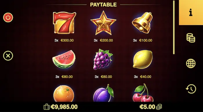 amigo hot classic paytable