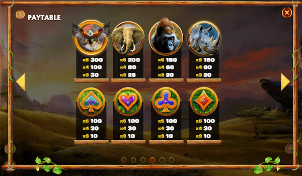 Safari Stampede paytable