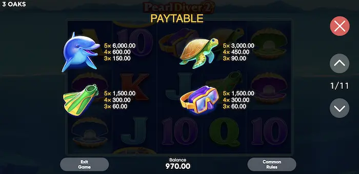 pearl diver 2 paytable